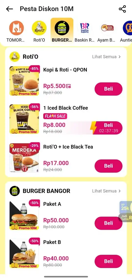 daftar harga menu diskon roti o