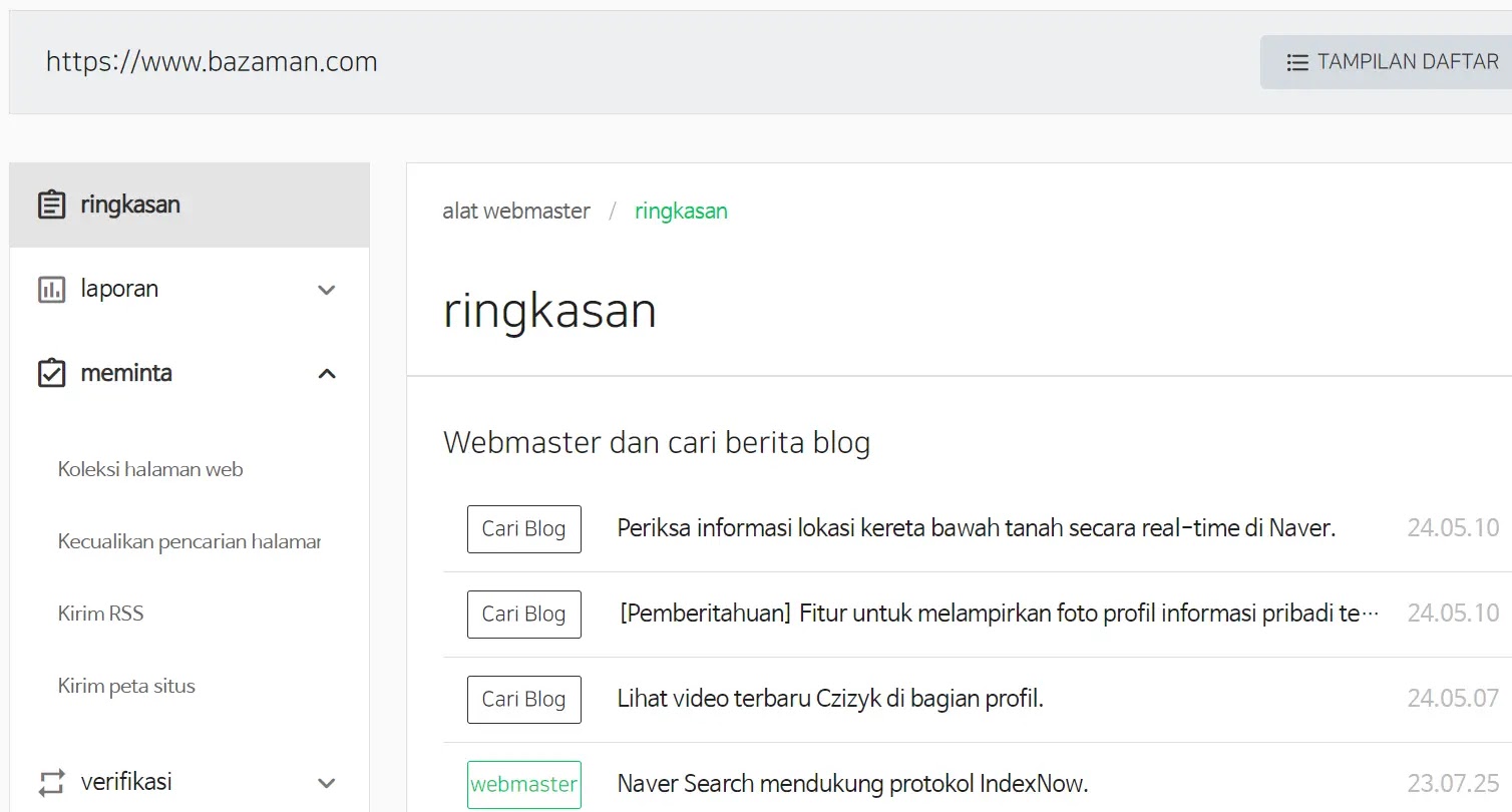 cara mengirim sitemap di naver
